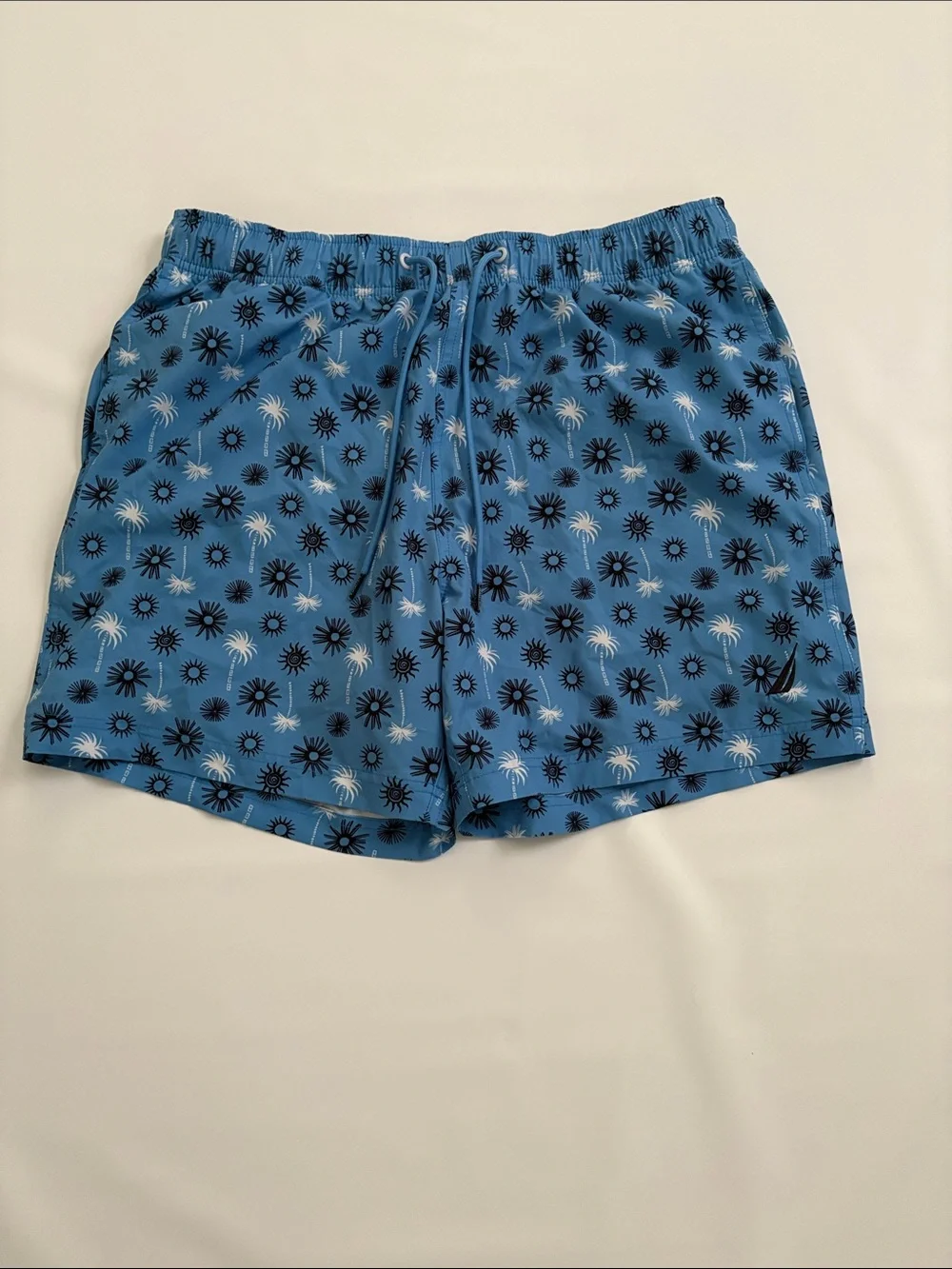 Nautica Blue Palm & Sun Print Swim Trunks